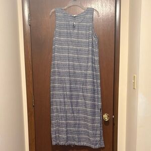 J. Jill Navy and White Striped Sleeveless Maxi Dress